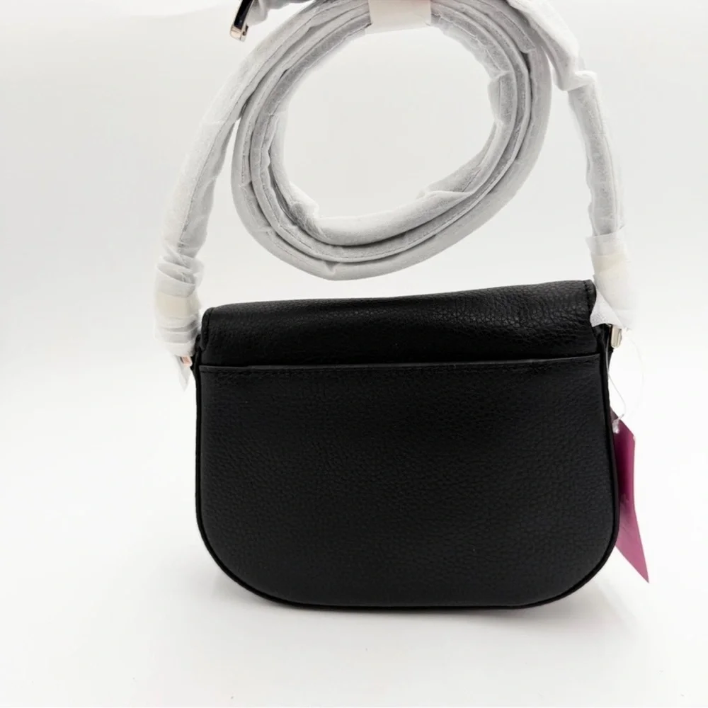 Kate Spade Leila Mini Flap Black Pebbled Leather Crossbody Bag Original Pkg NWT
